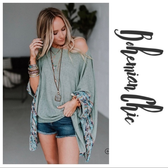 MADISON-Embroidered Pullover Poncho Top - Picture 3 of 5